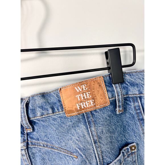 We the Free People Women's Denim Mid Waist Barrel Cropped Jeans Blue Size 30 - Picture 10 of 14